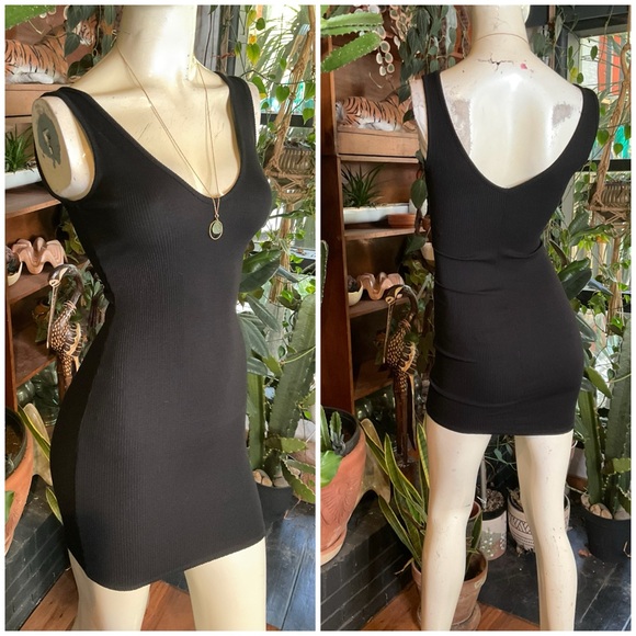 naked wardrobe Dresses & Skirts - Naked Wardrobe Ribbed V Neck Tank Dress LBD